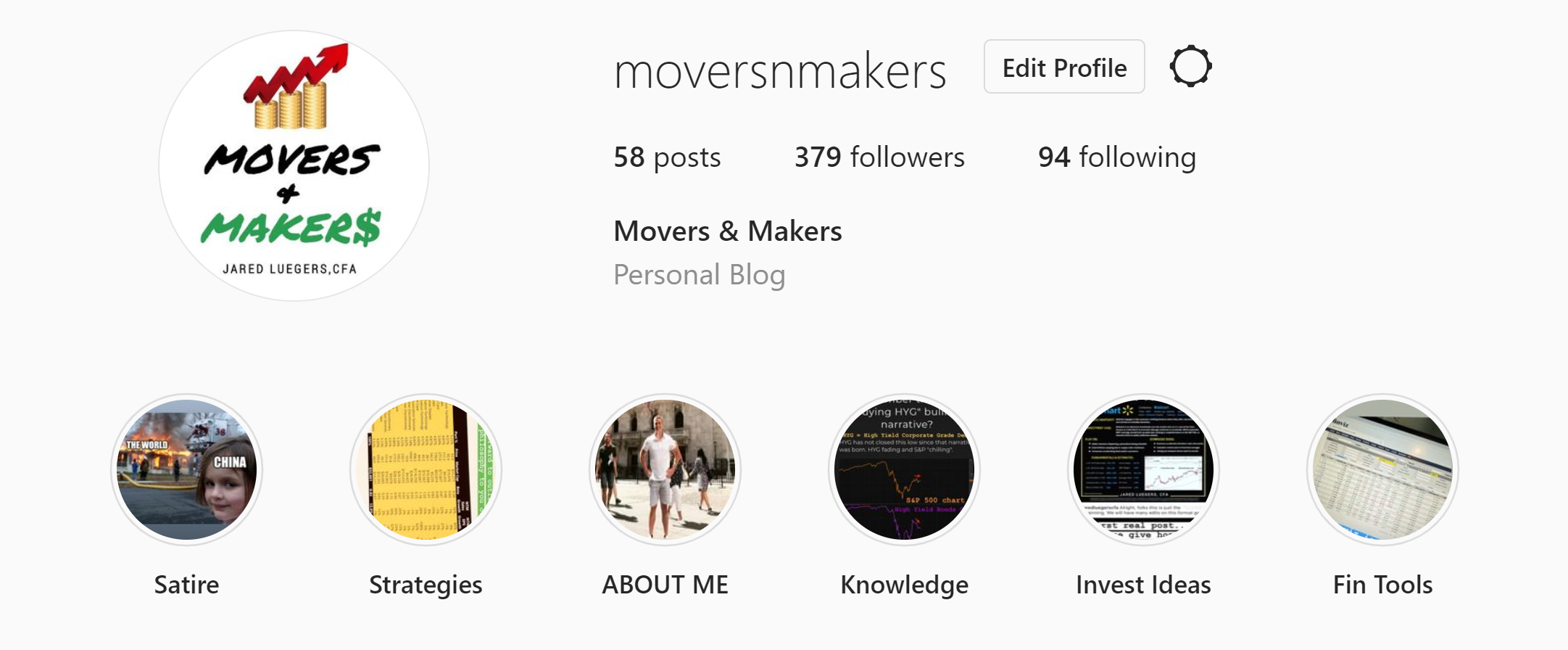 ‘Movers & Makers’ Financial Knowledge Based Instagram Account “Covid Lockdown Project”